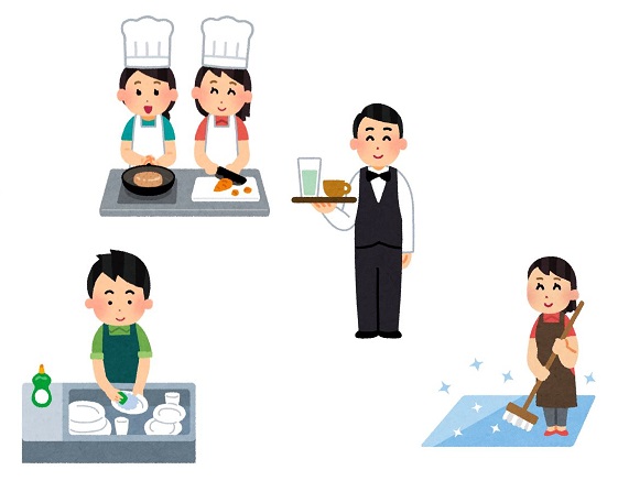 お店を営業するための色々なお仕事があります